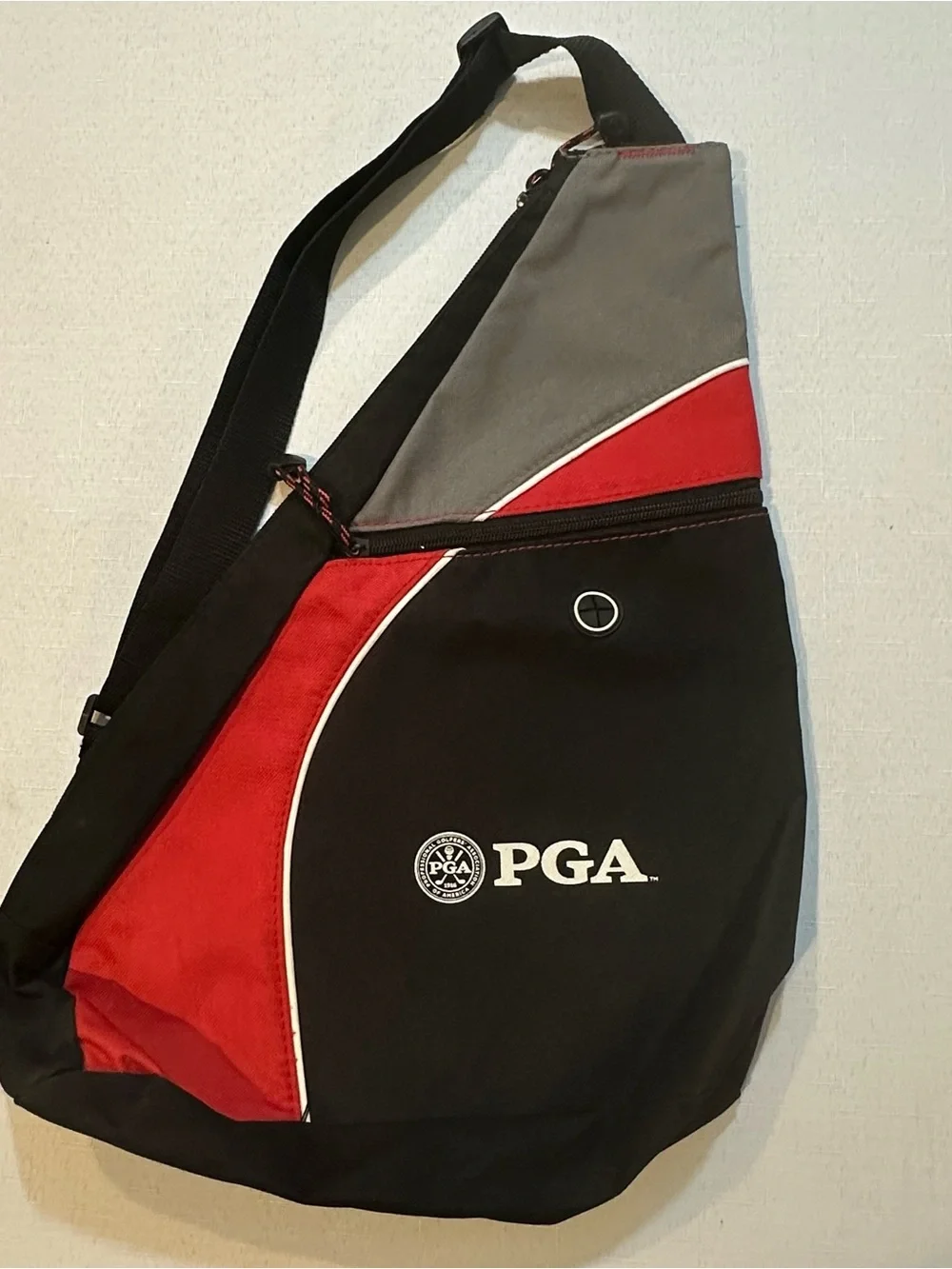 PGA Sport Sling Backpack Crossbody Bag Black Red Gray